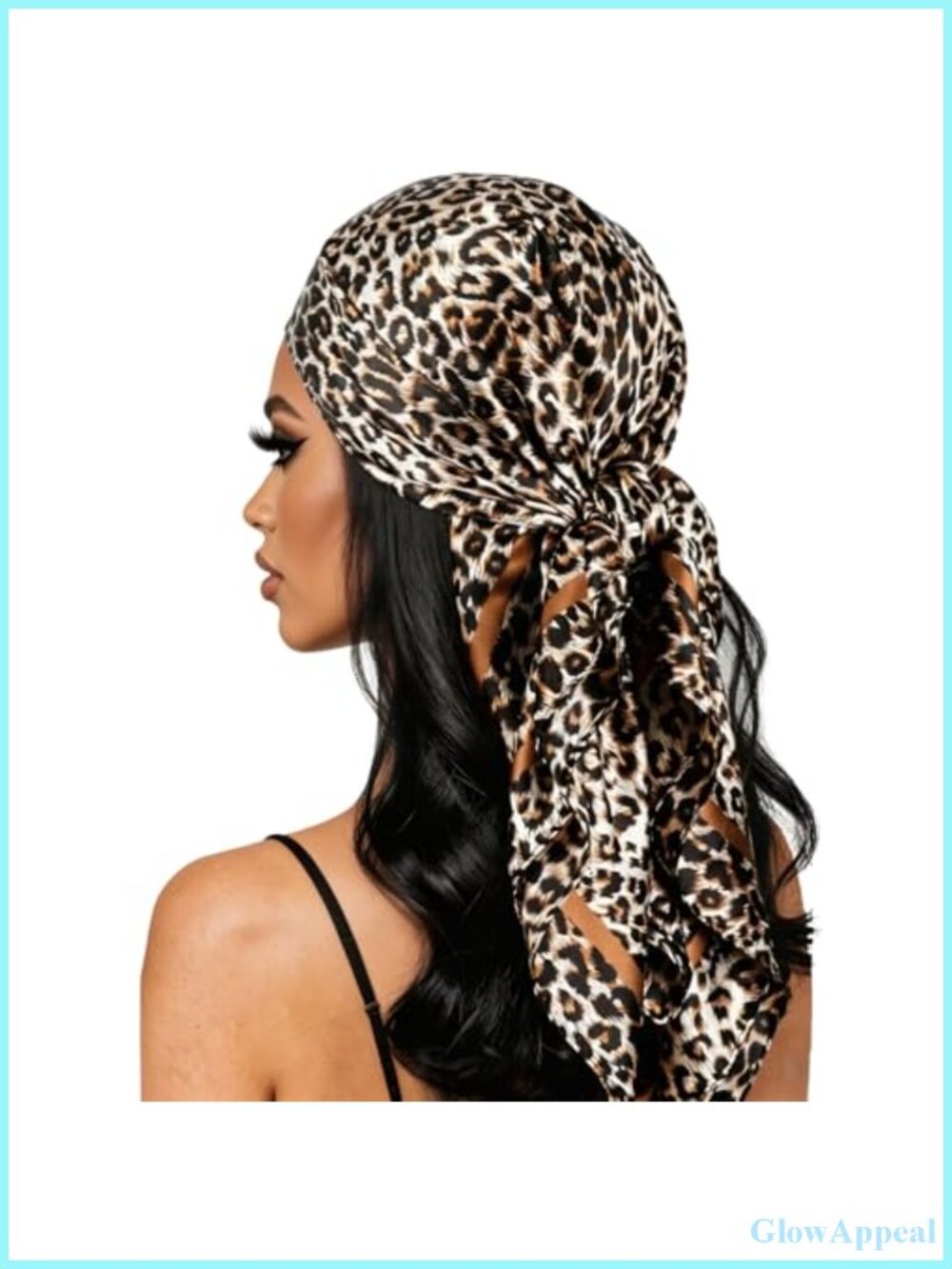 Women's Leopard Print Scarf Satin Hair Neck Scarf 35" Lightweight